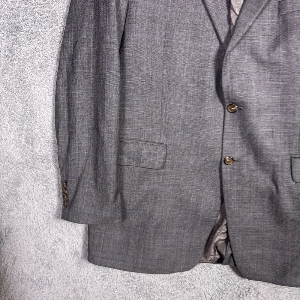 Ralph Lauren Blazer Men 46L Wool Suit Jacket Windowpane Herringbone Glen